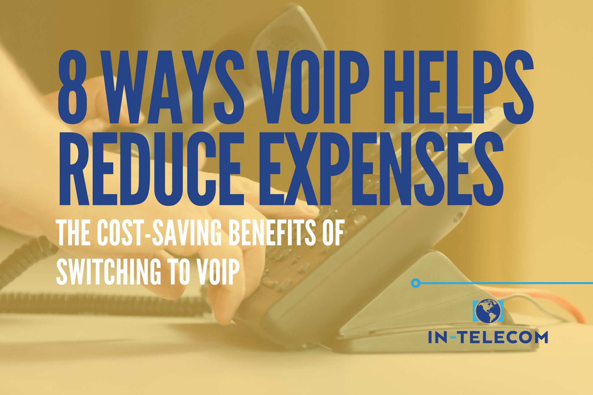 image of a phone with text about reducing costs with voip phone service